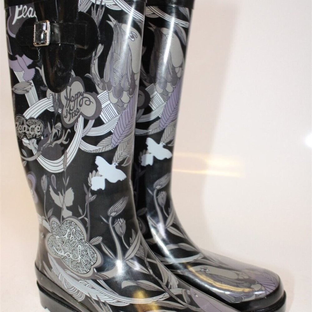 ✨Sakroots by The SACK Rain Boots RHYTHM Nature Hunter Peace Removable Fur Insert - Picture 13 of 16